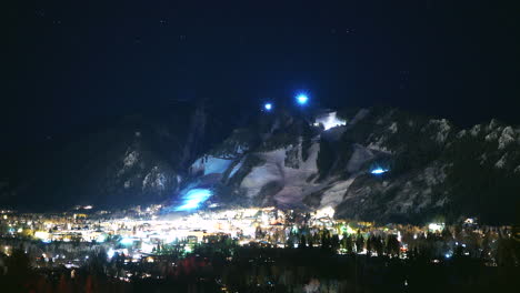 night timelapse aspen mountain stars and groomers of downtown aspen mountain landscape