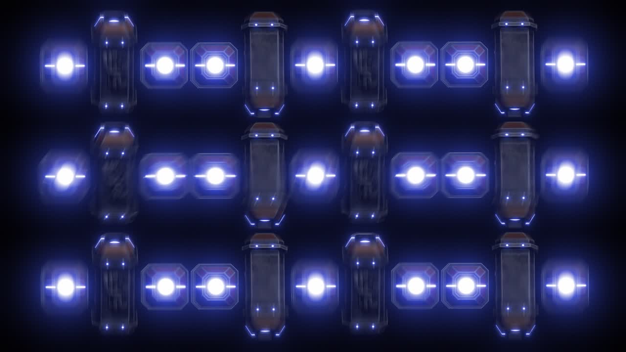 Futuristic Grid Pattern with Glowing Panels