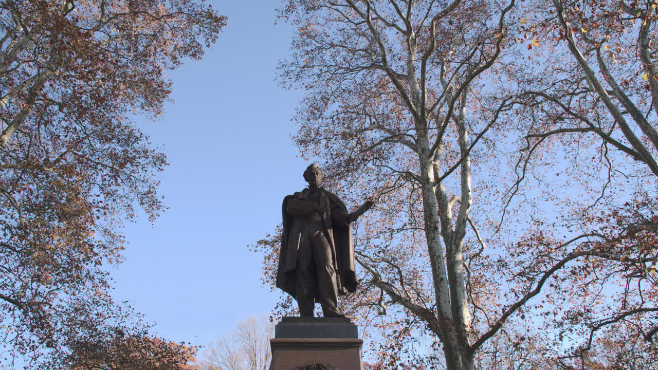 A statue in Brooklyn's Prospect Park. Shot on an autumn morning in Brooklyn