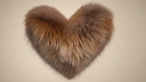 furry heart beats rhythmically against a white background, symbolizing love and emotion with its soft, fluffy texture