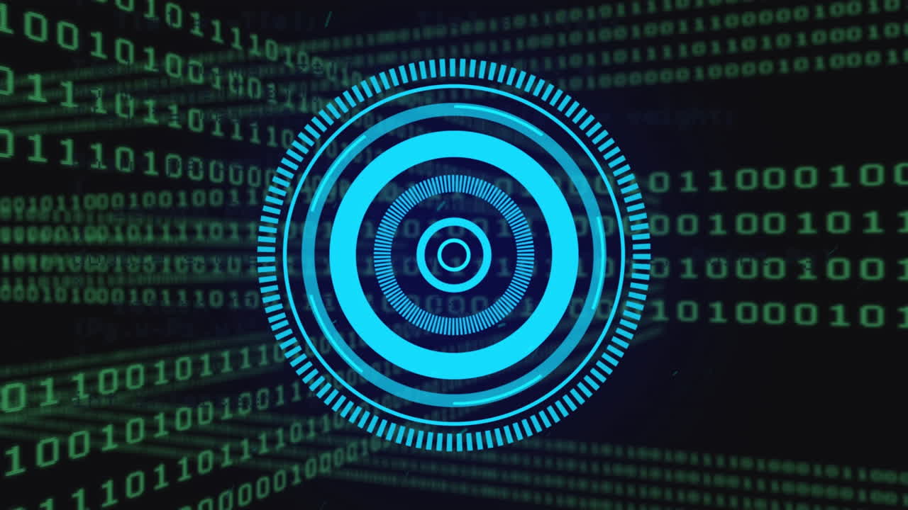 animación del escaneo del alcance sobre el procesamiento de datos sobre fondo negro