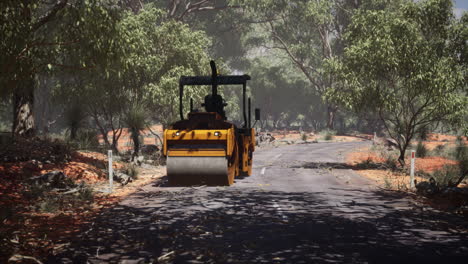road roller tractor in the forest