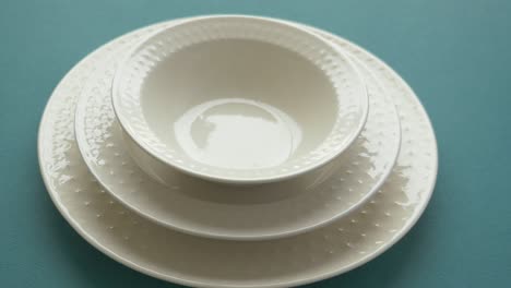 stacked white dinnerware