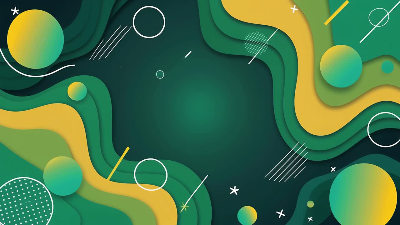 Animated Abstract Background with Moving Green and Yellow Shapes