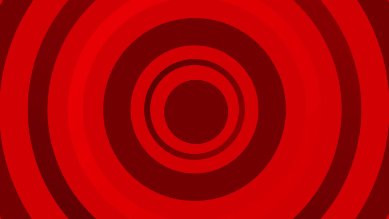 은 색의 박동하는 동심 원과 떨리는 중심을 가진 추상적인 애니메이션 배경