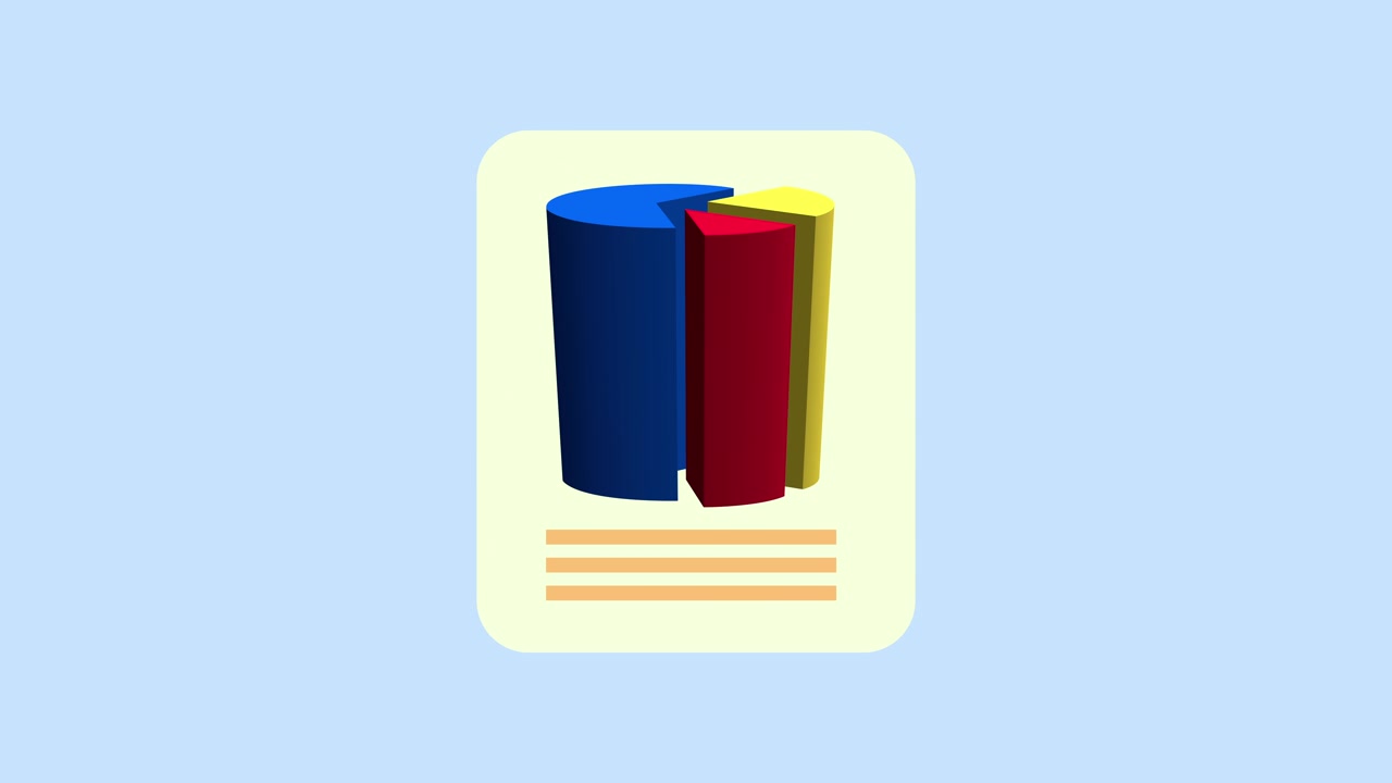 Animeret 3D-cirkeldiagram, der viser datavækst og statistik