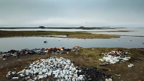 Landfill landscape in Tuktoyaktuk, Northern Canada