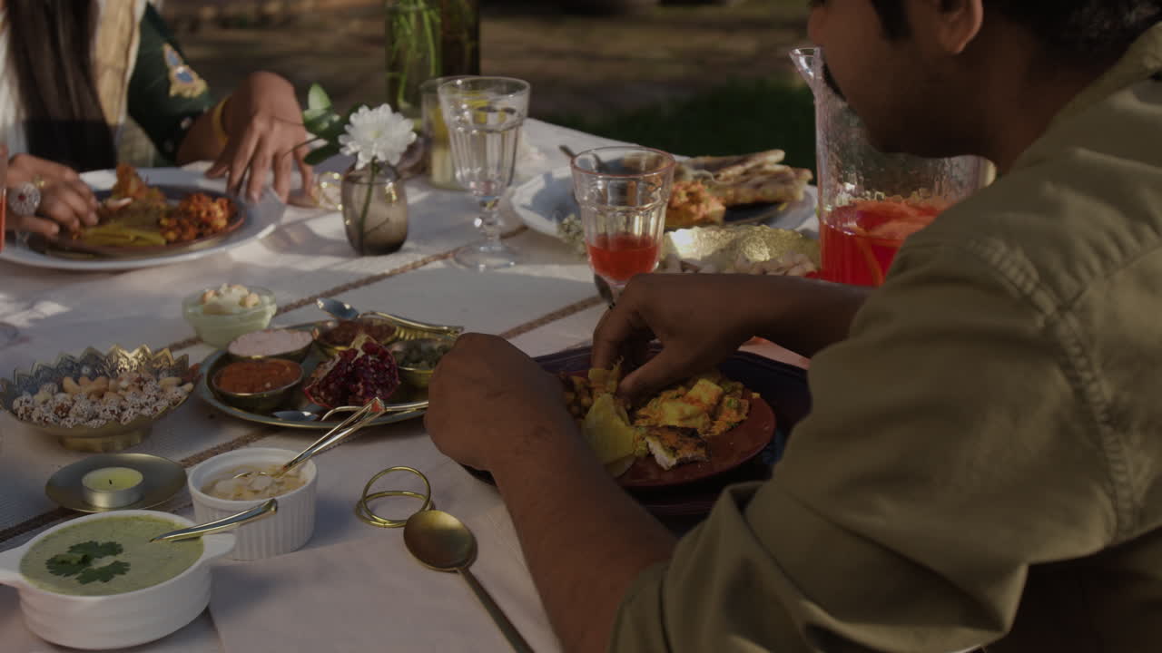 Festive outdoor Indian meal with family and friends