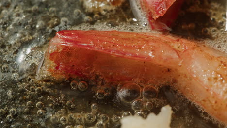 cocinar camarones en una sartén