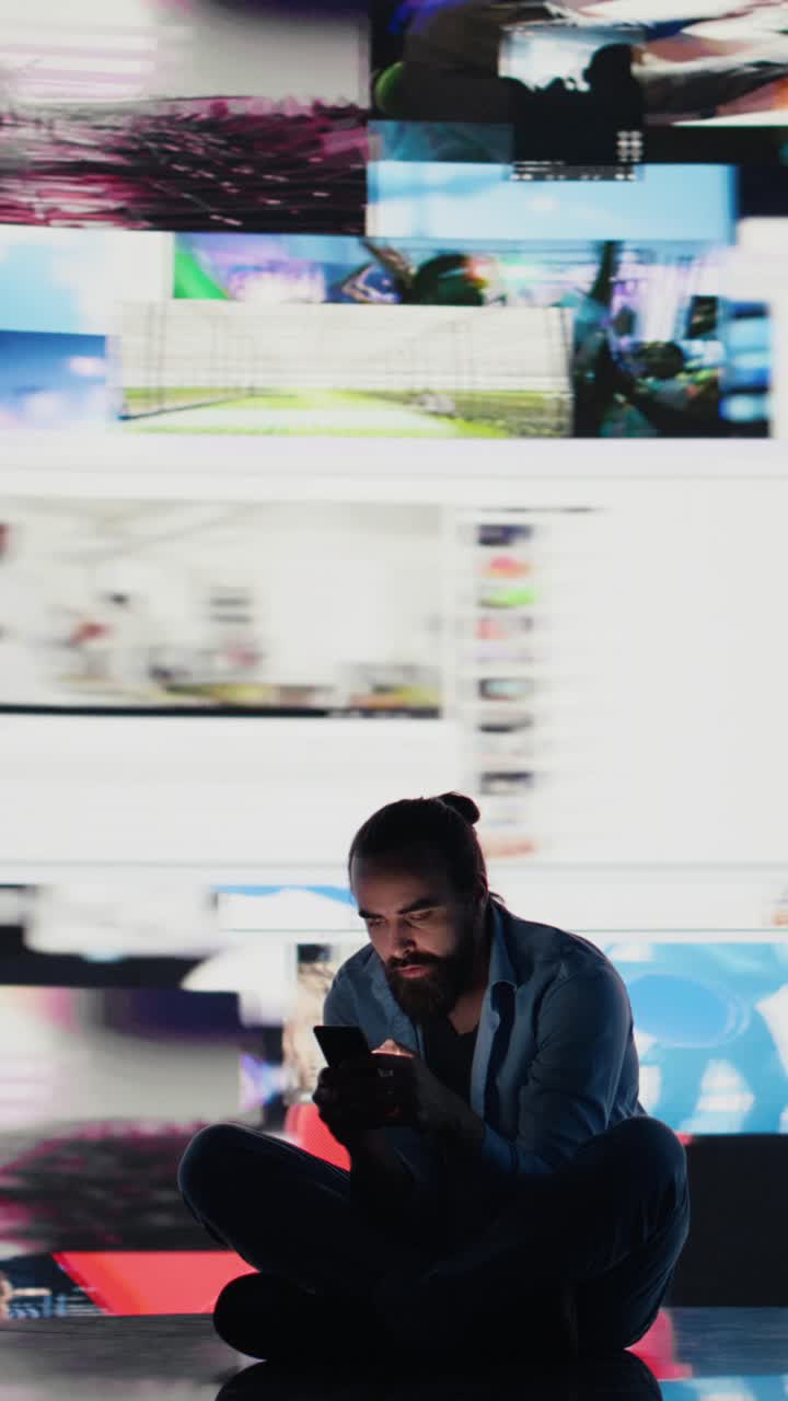 Vertical Video Disturbed man shows signs of social anxiety and obsessive behavior