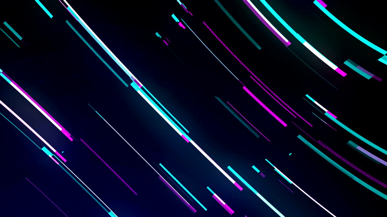 bucle de líneas de neón brillantes, tecnología de neón moderna, imitación de movimiento en la carretera nocturna, telón de fondo generado por computadora en 3d