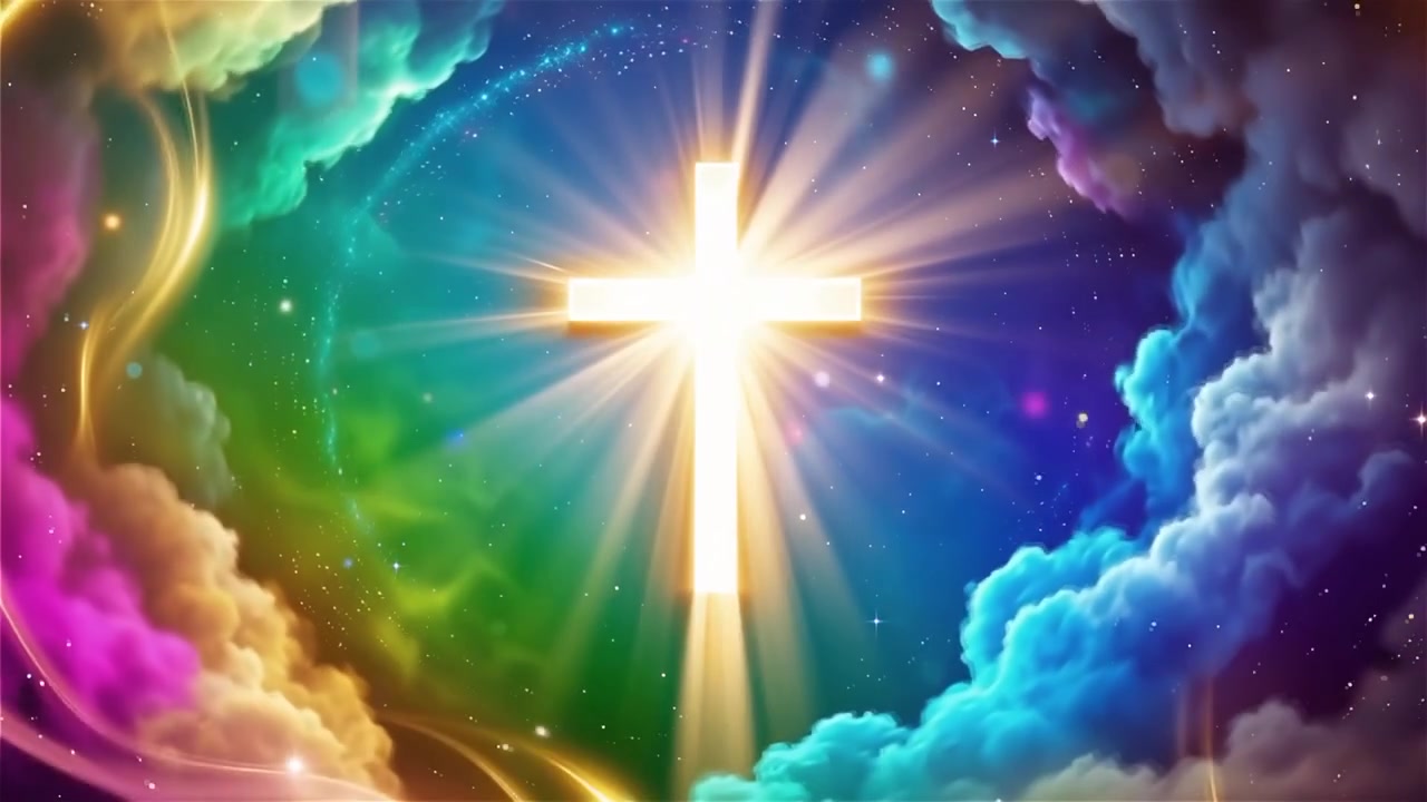 Christian Cross Heavenly Light Worship Background