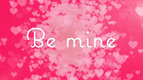 -Animation-of-several-hearts-on-a-pink-background-with-Be-Mine-written-in-white-letters