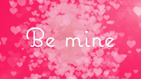 Animation-Mehrerer-Herzen-Auf-Rosa-Hintergrund-Mit-Der-Aufschrift-„Be-Mine“-In-Weißen-Buchstaben