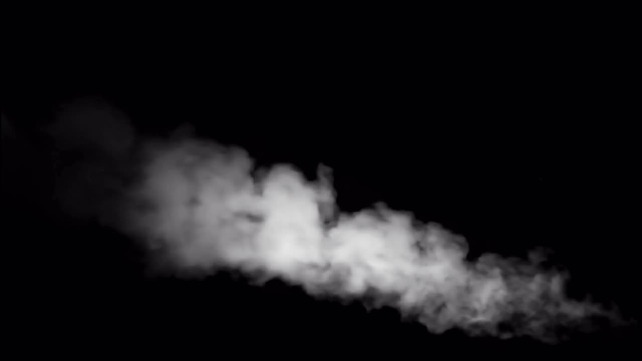 애니메이션 색 연기가 검은색 배경에 고립됩니다.