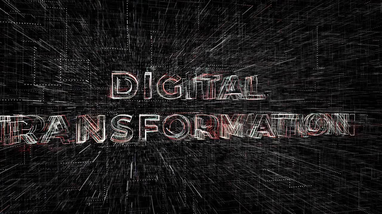 Digital transformation animation 3d rendering logo, digital technology implementation on society