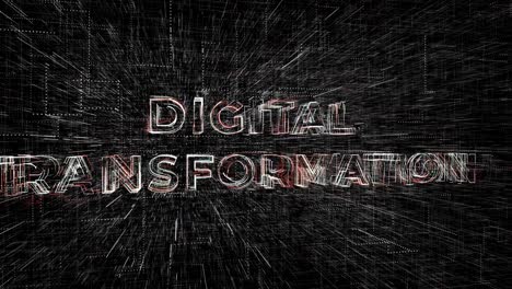 digital transformation animation 3d rendering logo, digital technology implementation on society