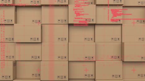 datenverarbeitung über das gitternetz gegen einen stapel boxen im hintergrund