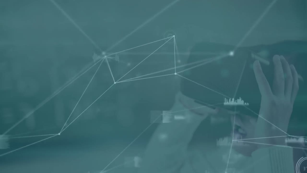 red de conexiones y procesamiento de datos contra niños que usan auriculares en casa