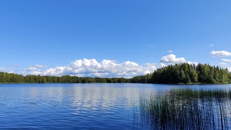 lake scenery with vlue sky and clouds