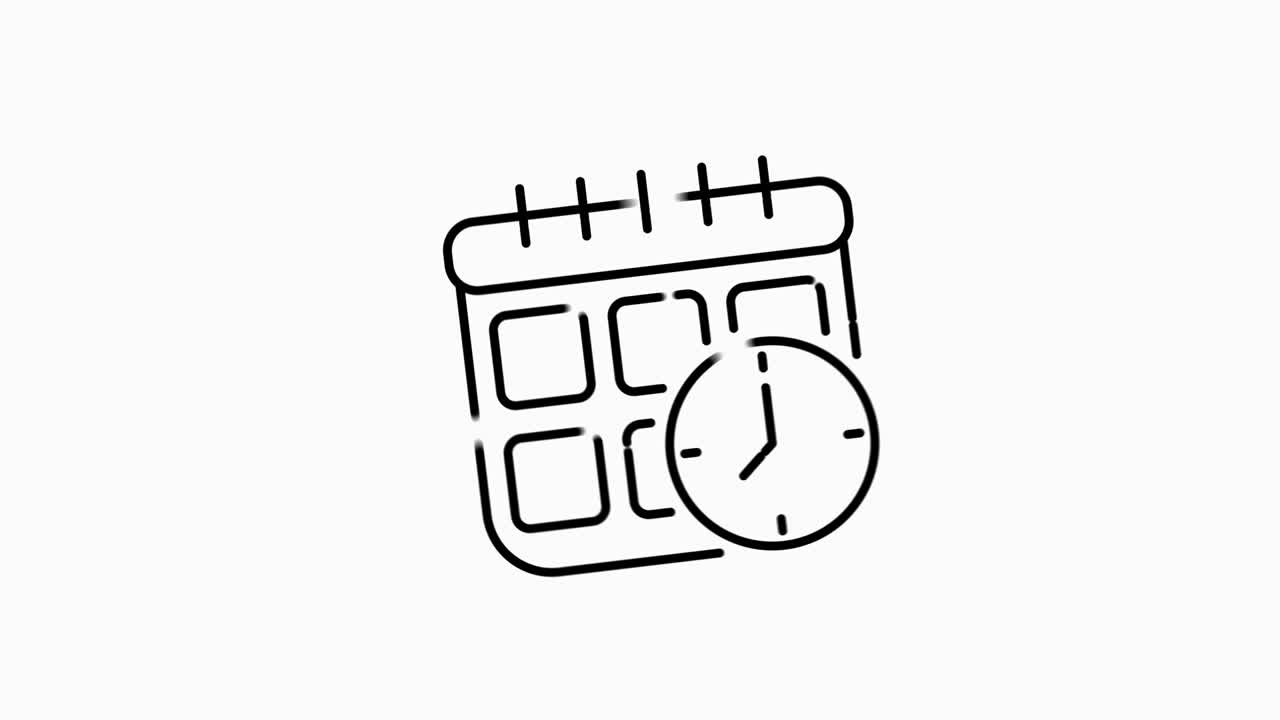 Simple of time related motion gray line icon. Contains such Icons as timer, speed, alarm, restore, time management, calendar and more. Motion graphic.