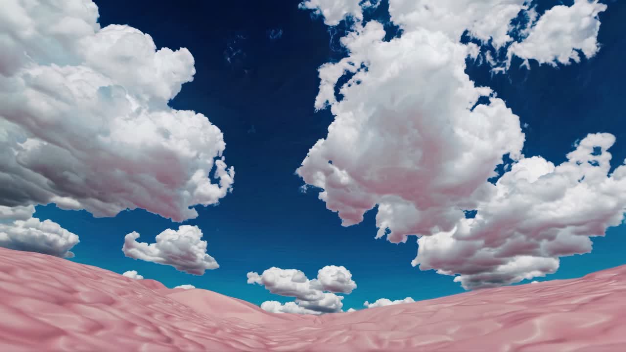 구름과 함께 분홍색 사막 오아시스