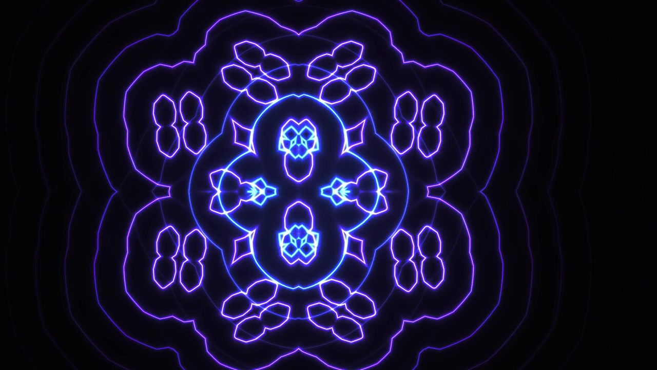 Dynamický neonový fialový a modrý abstraktní kaleidoskopický vzor