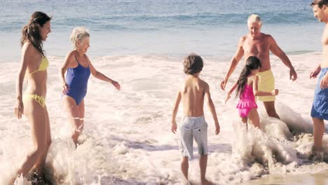 Cute-family-playing-with-the-waves-on-the-beach