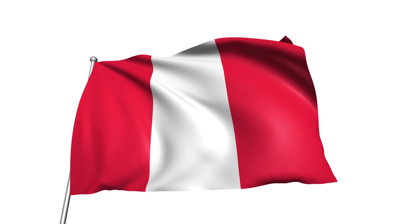 bandera del perú con estructura de tela en el viento (canal alfa, en bucle)