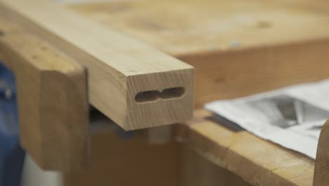 white oak timber with biscuit jointer recess ready for dominos