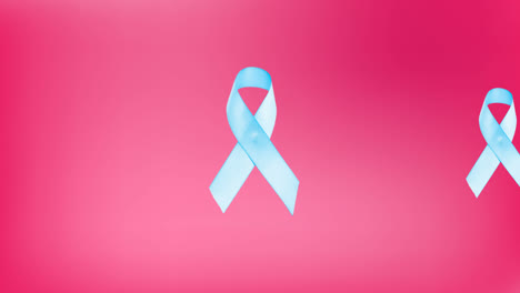 Animación-De-Varios-Logotipos-De-Cintas-Azules-Que-Aparecen-Sobre-Un-Fondo-Rosa