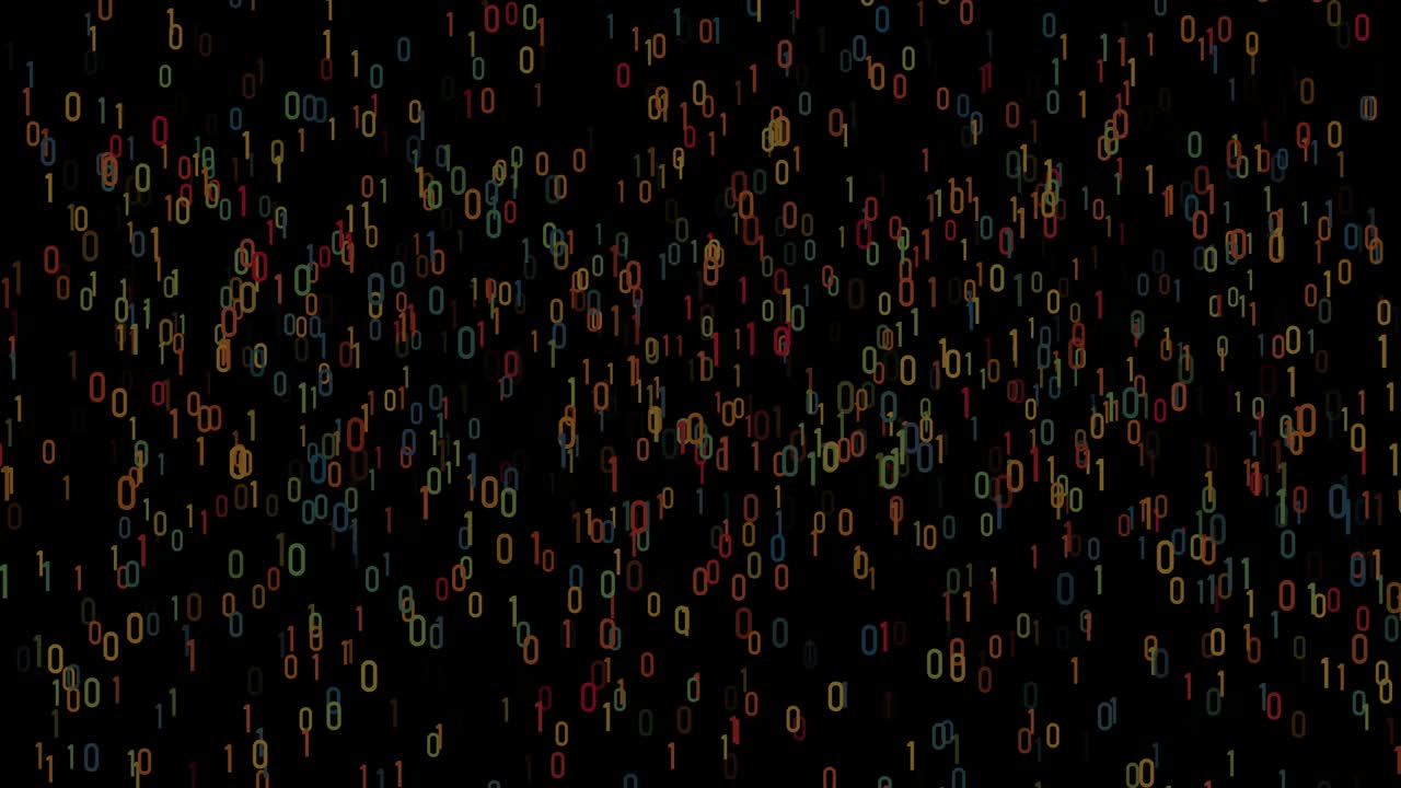4K Abstract Loopable Flying Binary Code Animation, Black Color Background