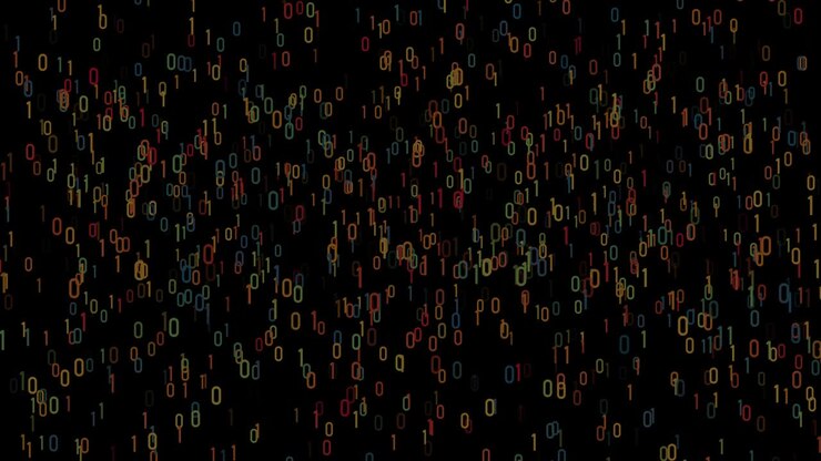 4K Abstract Loopable Flying Binary Code Animation, Black Color Background