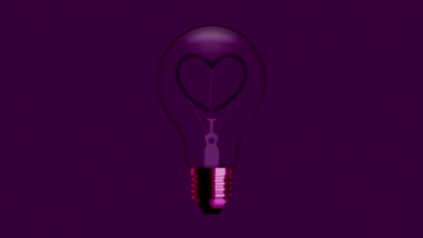 alfabeto interruptor de bombilla incandescente en el conjunto amor corazón valentín concepto, ilustración resplandor aislado en fondo de gradiente rosa animación de bucle sin costuras 4k, con espacio de copia