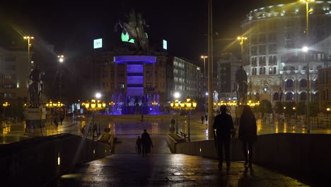 ostentatious soviet style statues dominate the night skyline in skopje macedonia 3