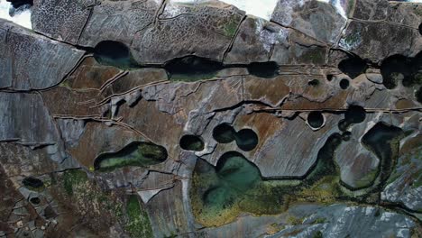 figure 8 pool, australia, descending drone shot of entire rock platform