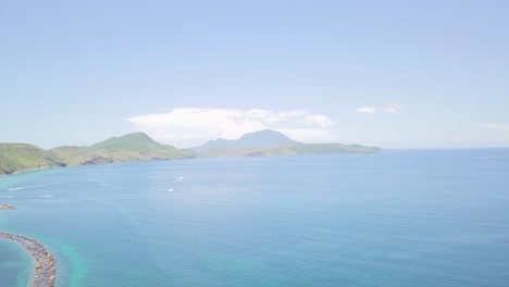 aerial view of the coast of st kitts on a bright day.
