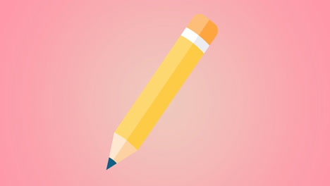 animación de lápiz amarillo sobre fondo rosado