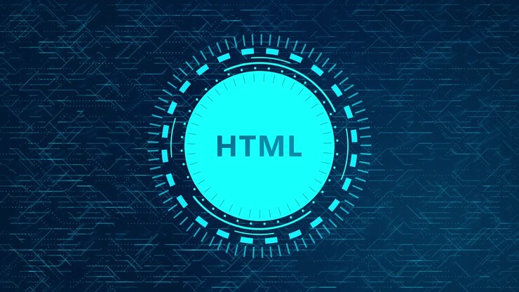 Fremtidsorienteret HTML-koncept med roterende HUD-elementer og kredsløbsdesign