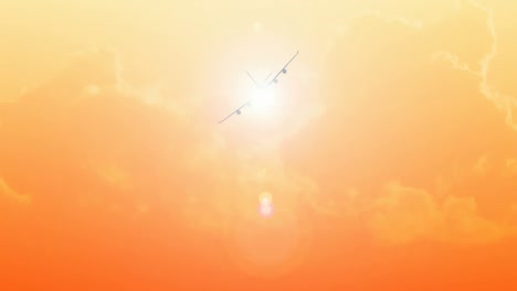 cgi of an airplane flying in the sky at sunset2