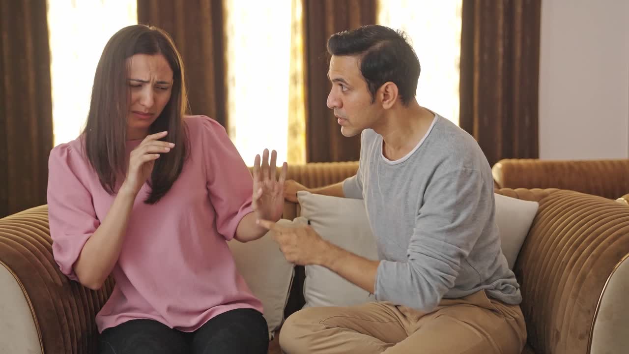 Angry Indian husband shouting on his wife