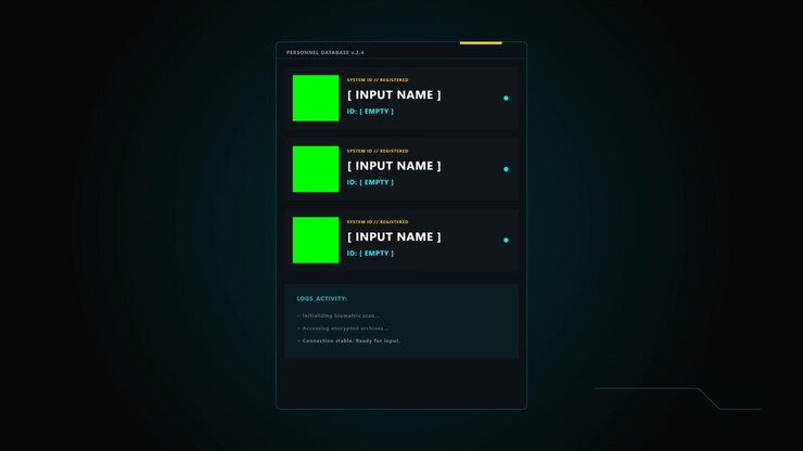 Futuristic Digital Personnel Database Interface Loading Data