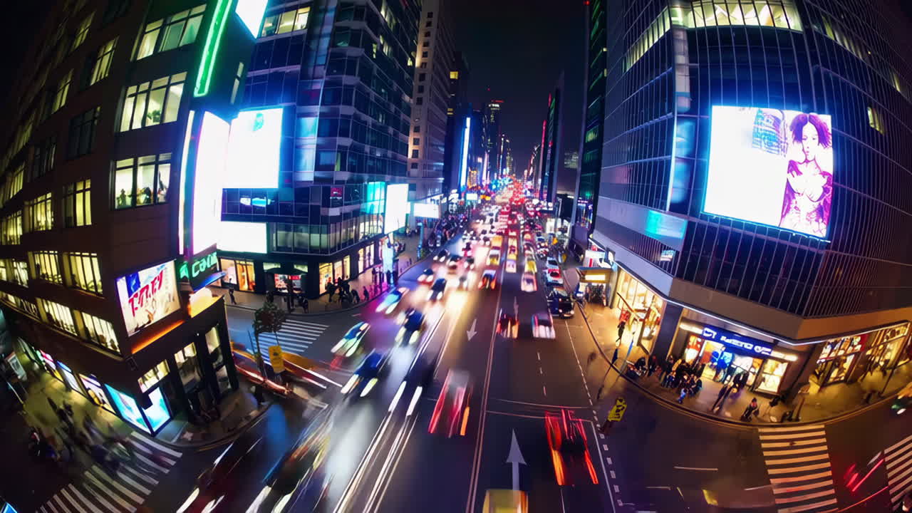 Nighttime City Street Scene