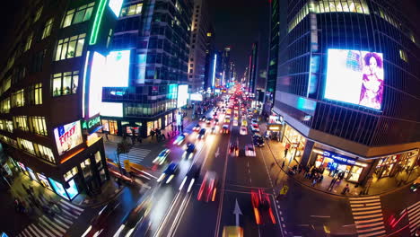 nighttime city street scene