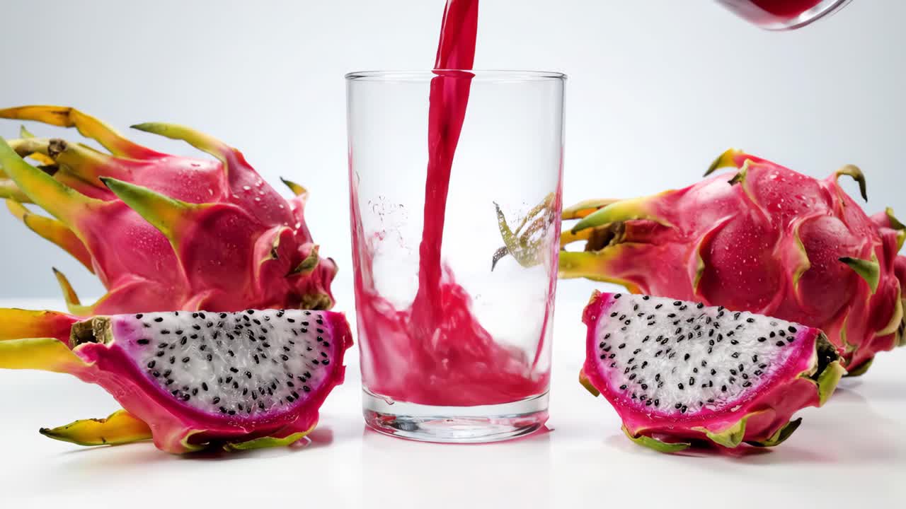 Succo di frutto del drago versato in un bicchiere