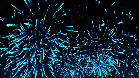 animación digital de fuegos artificiales explotando contra un fondo negro