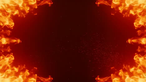 fiery frame on dark background