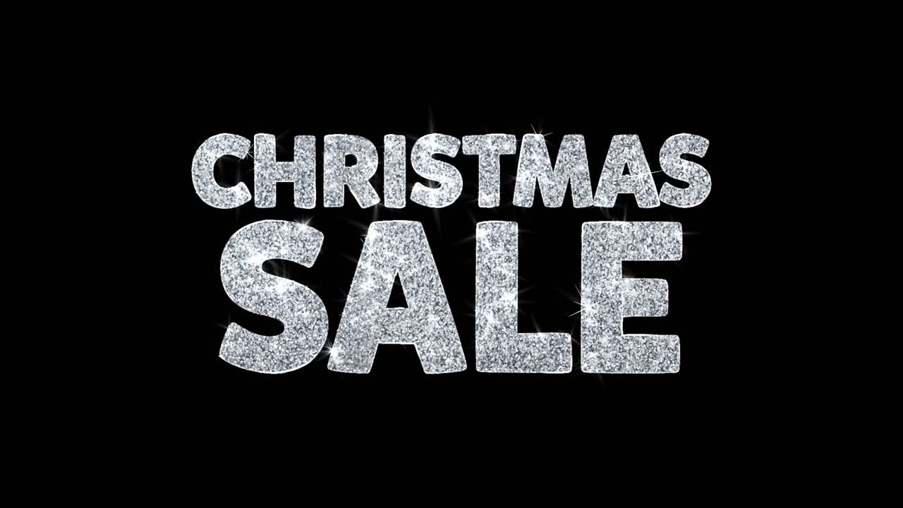 Christmas Sale Glitter Text on Black Background