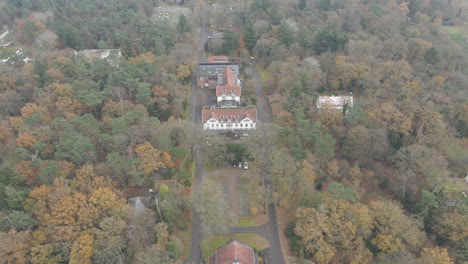 aerial of large estate with supported housing for clinical psychiatry patients in den dolder, the netherlands