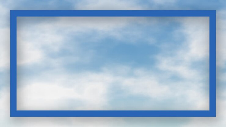 White clouds drift slowly across a blue sky behind a static rectangular blue frame